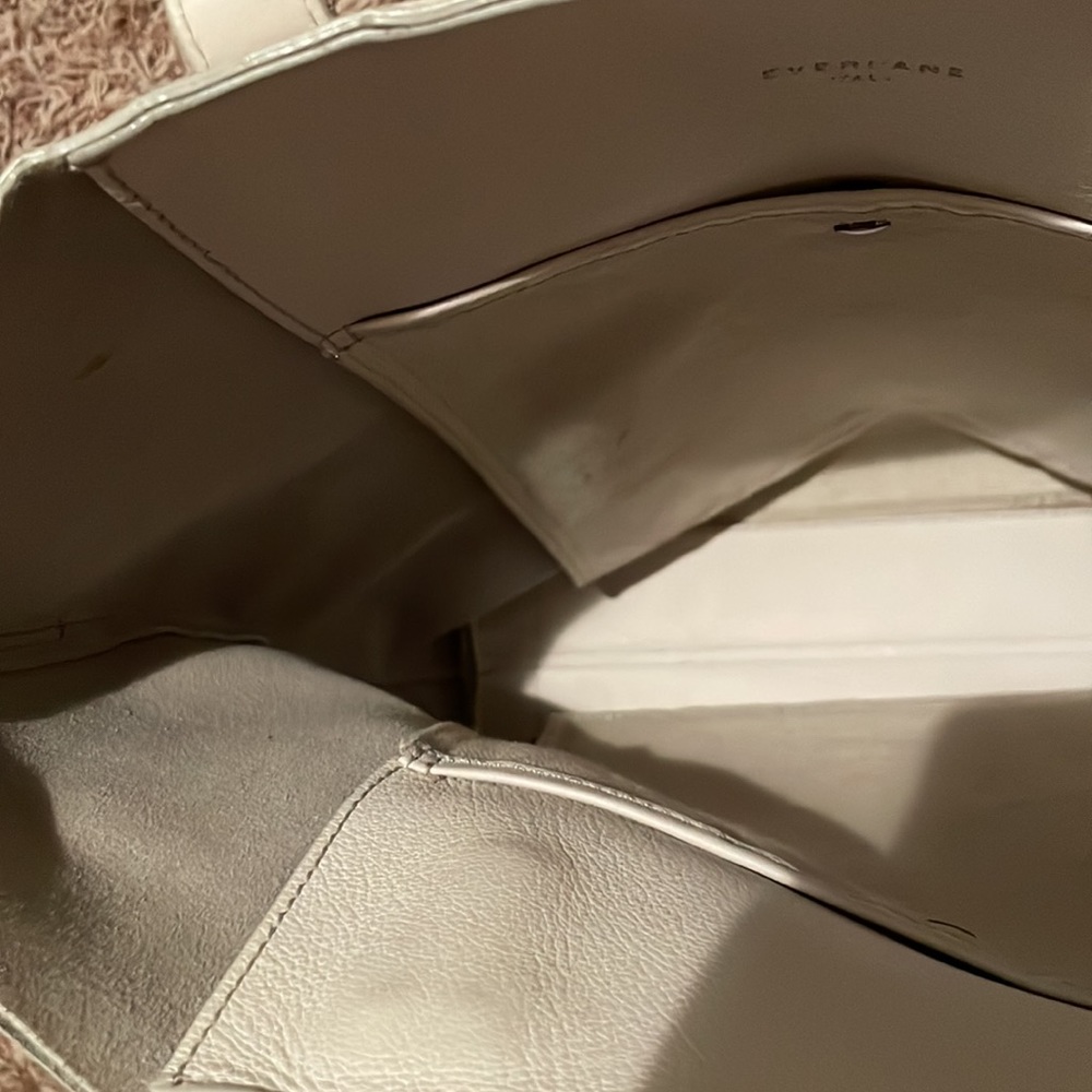 Everlane Italian Leather White / Cream Petra Tote Bag Purse with Metal Accents - Picture 13 of 16